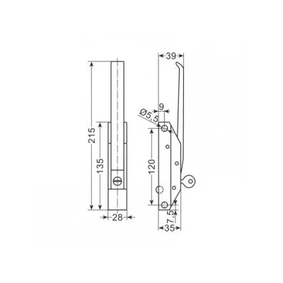 klamka i zatrzask z zamkiem KL-685z C